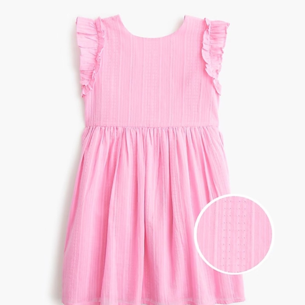 NWT Crewcuts Pink Ruffled Sundress Sleeveless Bow in Back Casual Textured Sz 8